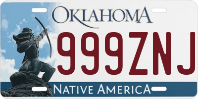 OK license plate 999ZNJ