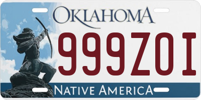 OK license plate 999ZOI
