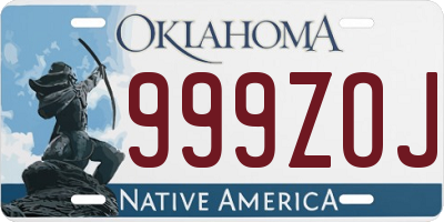 OK license plate 999ZOJ