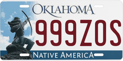 OK license plate 999ZOS