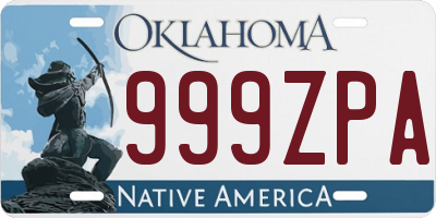 OK license plate 999ZPA