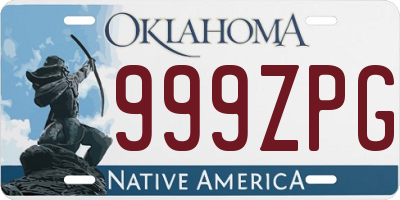 OK license plate 999ZPG