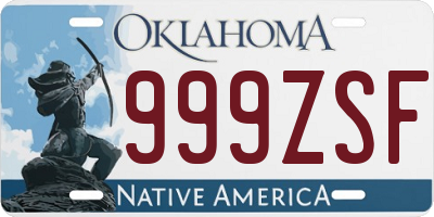 OK license plate 999ZSF