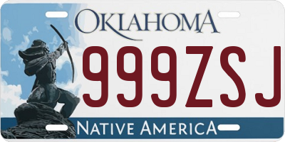 OK license plate 999ZSJ