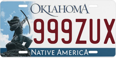 OK license plate 999ZUX