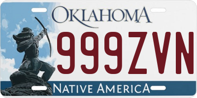 OK license plate 999ZVN