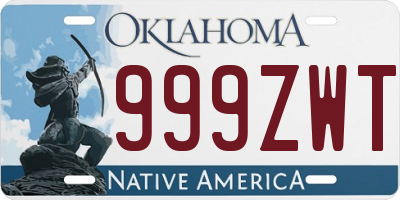 OK license plate 999ZWT