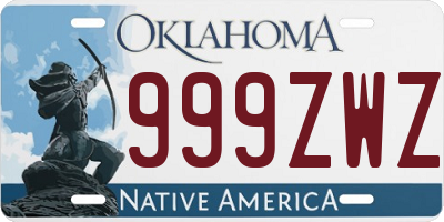 OK license plate 999ZWZ