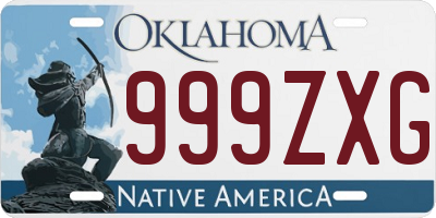 OK license plate 999ZXG