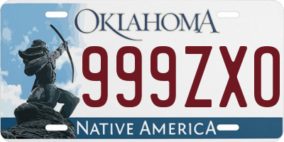 OK license plate 999ZXO