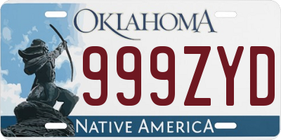 OK license plate 999ZYD
