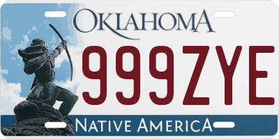 OK license plate 999ZYE