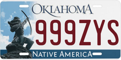 OK license plate 999ZYS