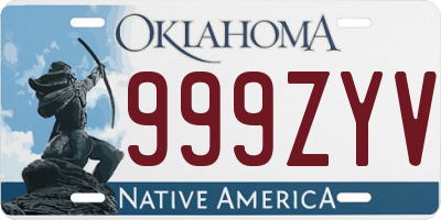 OK license plate 999ZYV