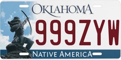 OK license plate 999ZYW