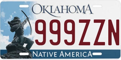 OK license plate 999ZZN