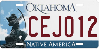 OK license plate CEJ012