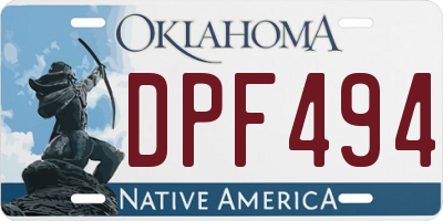 OK license plate DPF494