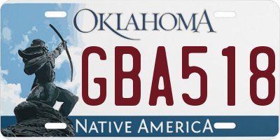 OK license plate GBA518