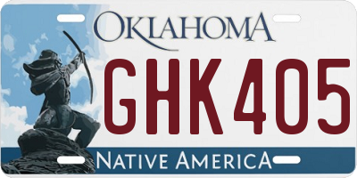 OK license plate GHK405