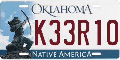 OK license plate K33R10