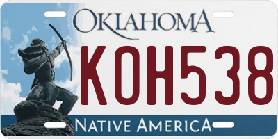 OK license plate KOH538