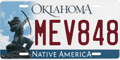 OK license plate MEV848