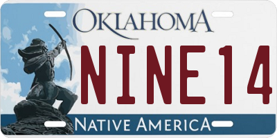 OK license plate NINE14