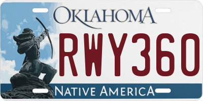 OK license plate RWY360