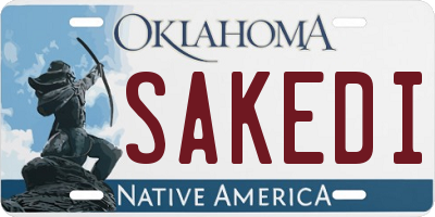 OK license plate SAKEDI