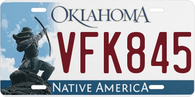 OK license plate VFK845