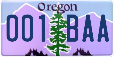 OR license plate 001BAA