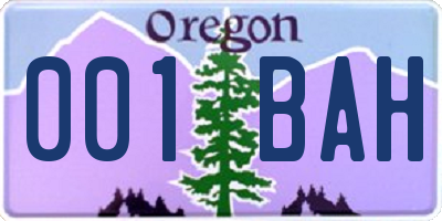 OR license plate 001BAH