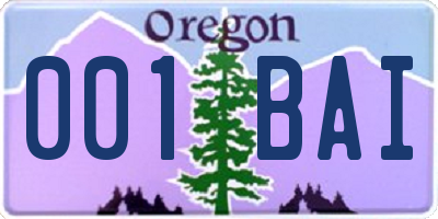 OR license plate 001BAI