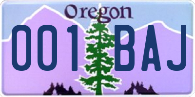 OR license plate 001BAJ