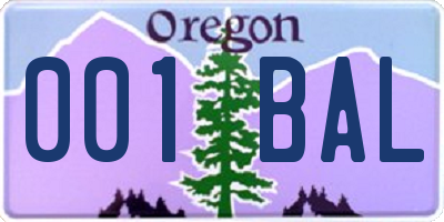 OR license plate 001BAL