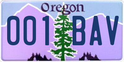 OR license plate 001BAV