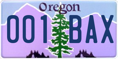 OR license plate 001BAX