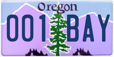 OR license plate 001BAY