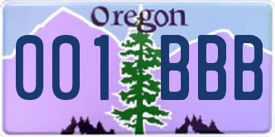 OR license plate 001BBB