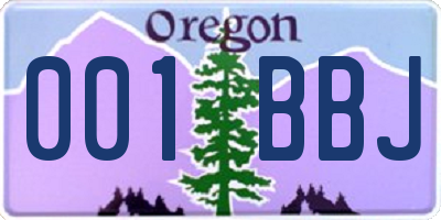 OR license plate 001BBJ