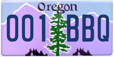 OR license plate 001BBQ