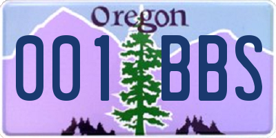 OR license plate 001BBS