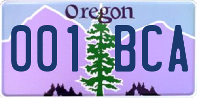 OR license plate 001BCA