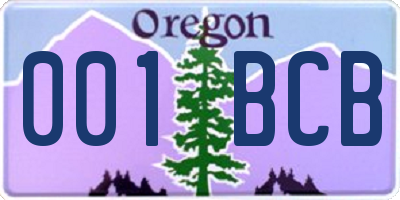 OR license plate 001BCB