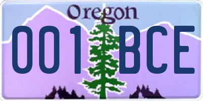 OR license plate 001BCE