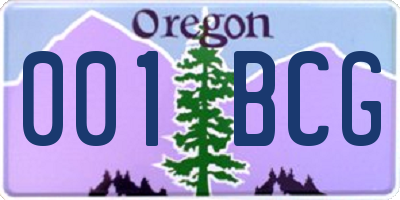 OR license plate 001BCG