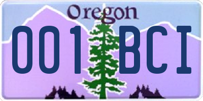 OR license plate 001BCI