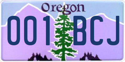 OR license plate 001BCJ