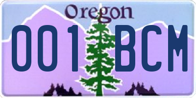 OR license plate 001BCM